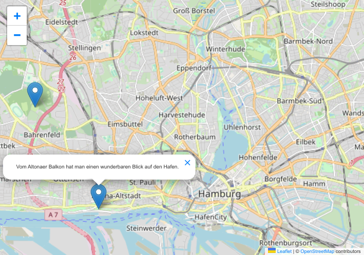 Screenshot der beispielhaften Karte